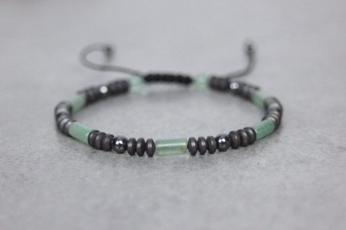 Bracelet perles aventurine émeraude et hématite