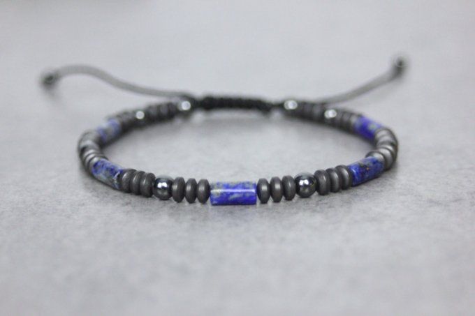 Bracelet perles lapis lazuli et hématite