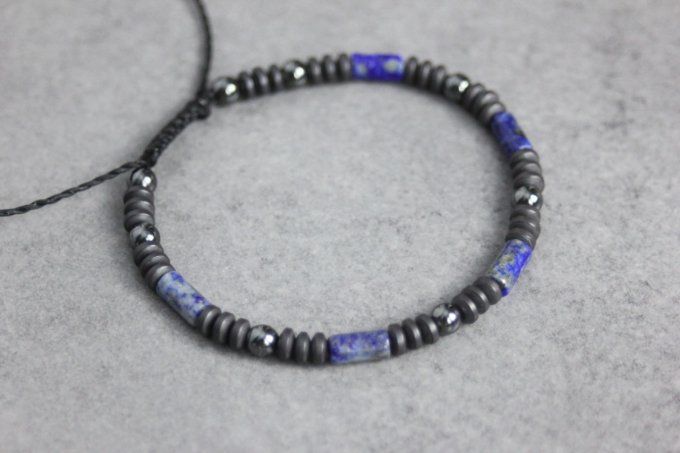 Bracelet perles lapis lazuli et hématite