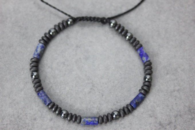 Bracelet perles lapis lazuli et hématite