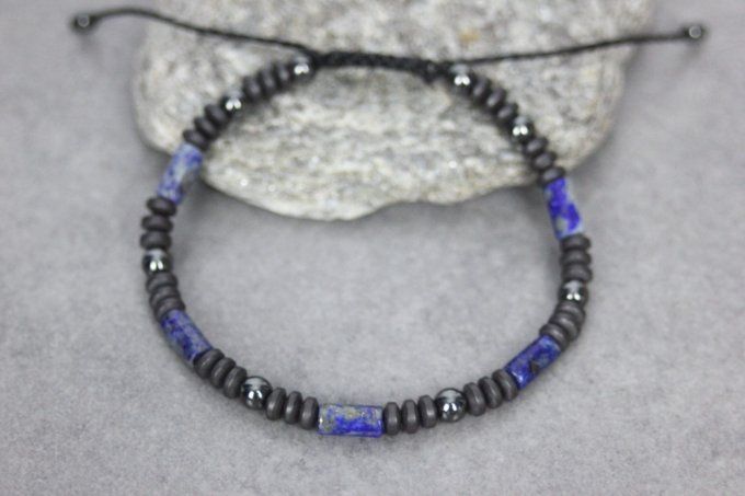 Bracelet perles lapis lazuli et hématite