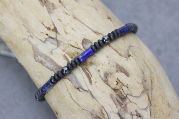 Bracelet perles lapis lazuli et hématite