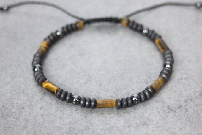 Bracelet perles œil de tigre et hématite