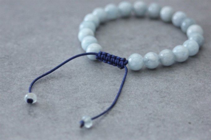 Bracelet perles aigue marine