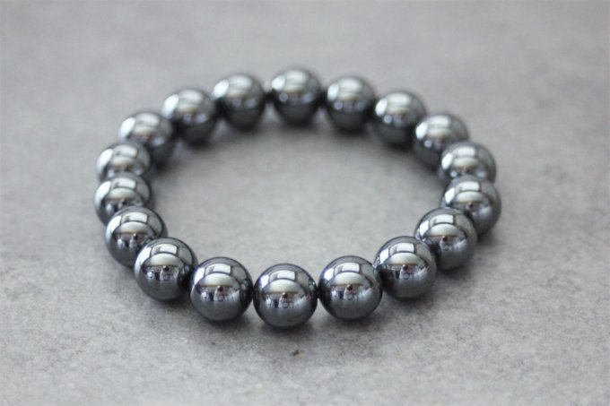 Bracelet perles hématite Ø10mm