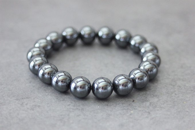 Bracelet perles hématite Ø10mm