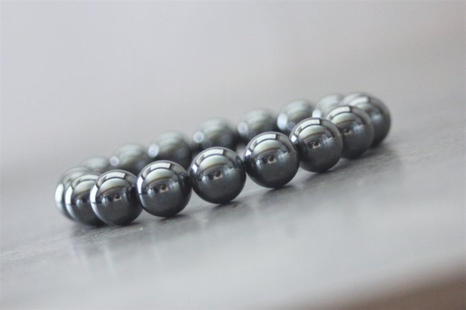 Bracelet perles hématite Ø10mm