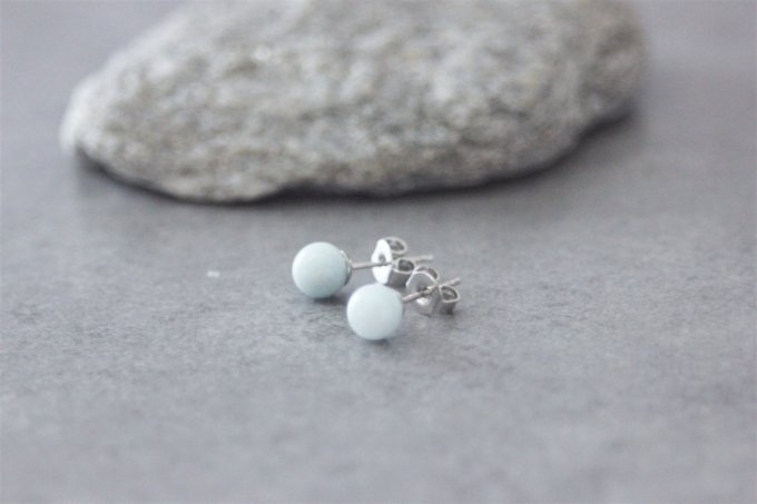 Boucles d'oreilles en aigue marine et argent massif