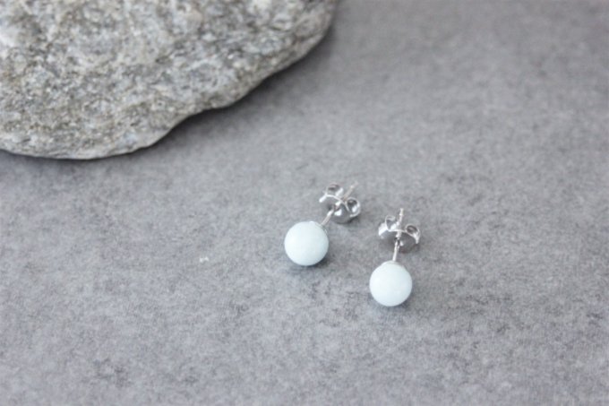 Boucles d'oreilles en aigue marine et argent massif