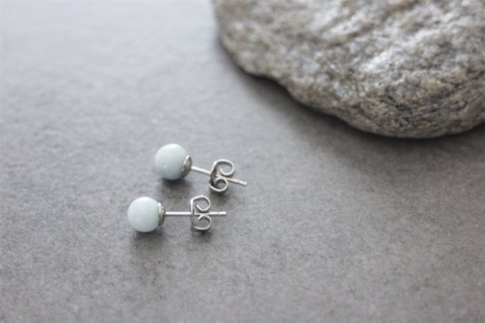 Boucles d'oreilles en aigue marine et argent massif