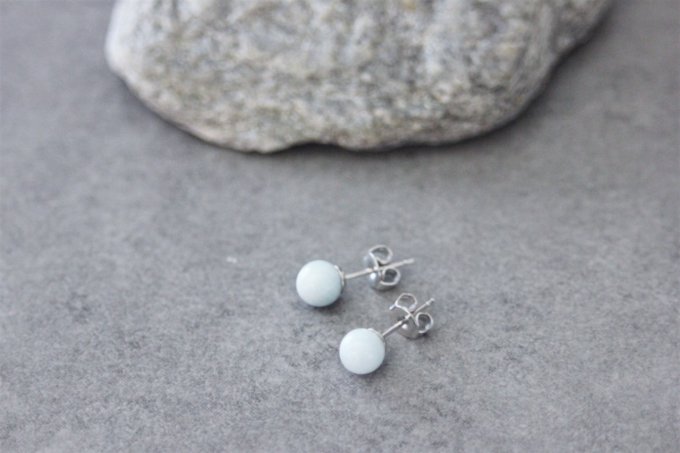 Boucles d'oreilles en aigue marine et argent massif