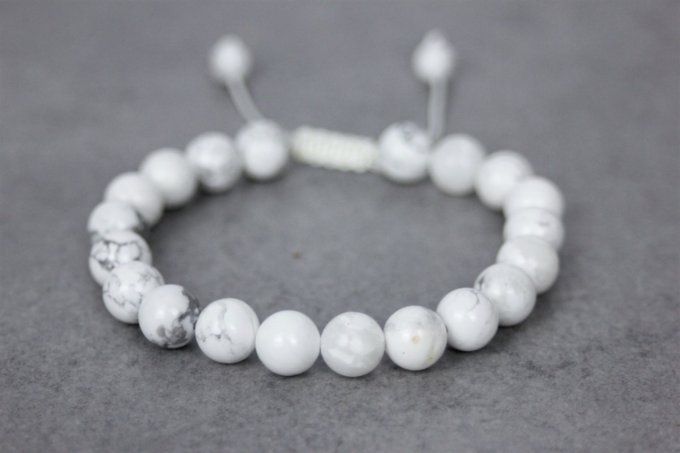 Bracelet perles howlite blanche 