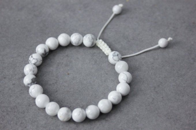 Bracelet perles howlite blanche 