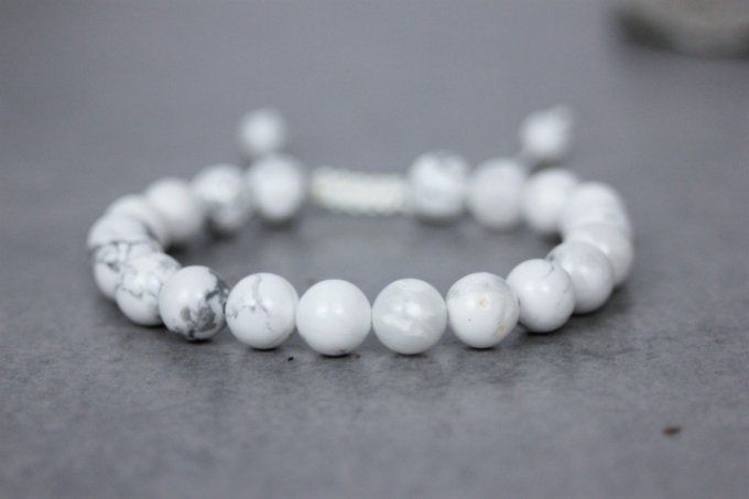 Bracelet perles howlite blanche 