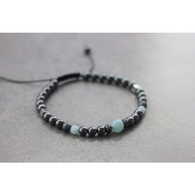 Bracelet femme perles hématite et amazonite